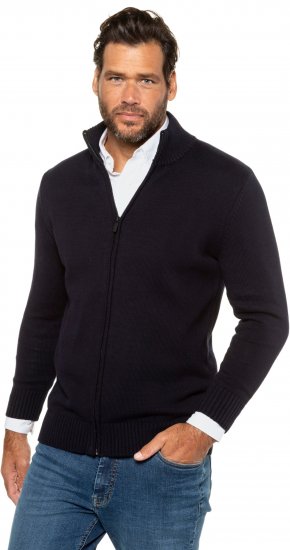 JP1880 Cardigan Knitted with Zipper Navy - Puloverji & jopice - Moški Puloverji & Jopice za Močnejše Postave