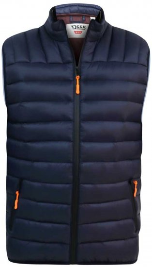 D555 WICKHAM 1 Puffer Gilet with Burgundy Lining Navy - Telovniki - Brezrokavniki v velikih velikostih