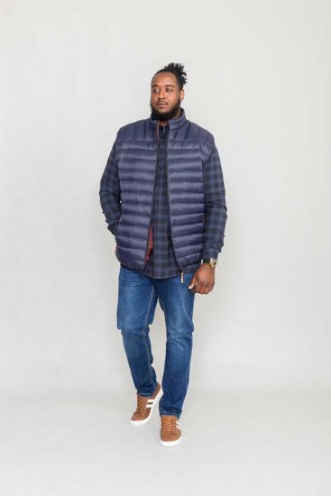 D555 WICKHAM 1 Puffer Gilet with Burgundy Lining Navy - Telovniki - Brezrokavniki v velikih velikostih