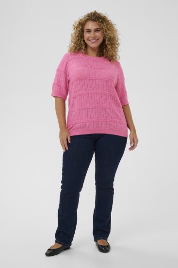 Kaffe Curve Minia Pullover Pink Power Melange - Pleten puloverji - 