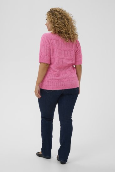 Kaffe Curve Minia Pullover Pink Power Melange - Pleten puloverji - 