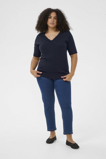 Kaffe Curve Leani Knitted Pullover Midnight Marine - Pleten puloverji - 