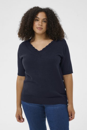 Kaffe Curve Leani Knitted Pullover Midnight Marine - Pleten puloverji - 