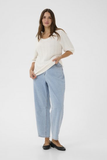 Kaffe Curve Lotia Pullover Chalk - Pleten puloverji - 