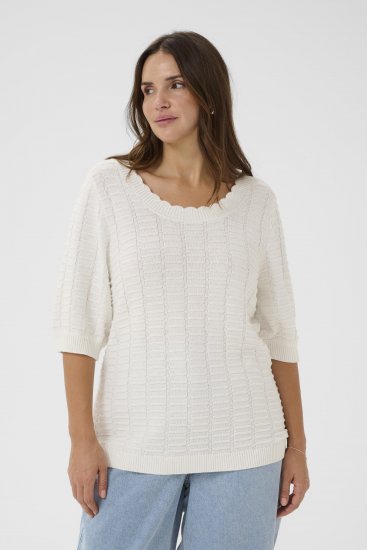 Kaffe Curve Lotia Pullover Chalk - Pleten puloverji - 