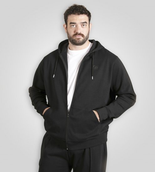 Duke Kenilworth Pin Tuck Sleeves Zip Through Hoodie Dark Navy TALL - TALL puloverji - 