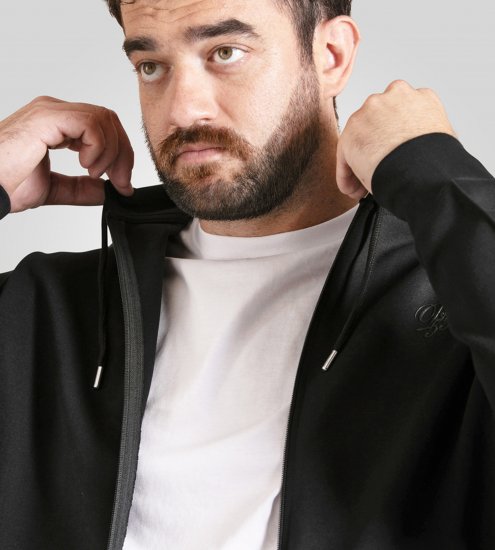 Duke Kenilworth Pin Tuck Sleeves Zip Through Hoodie Dark Navy TALL - TALL puloverji - 