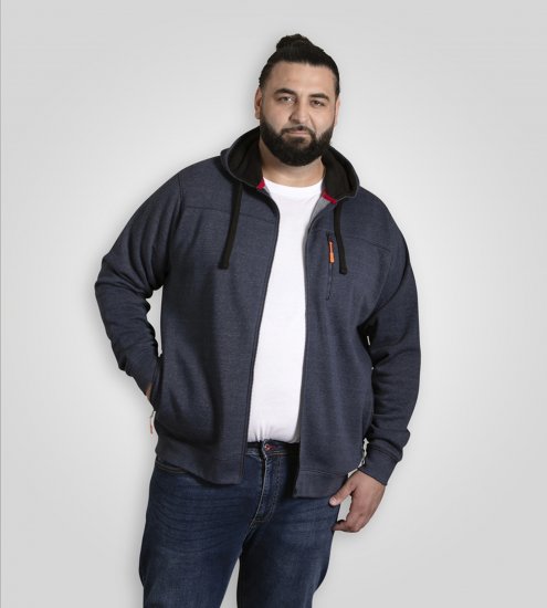 D555 Mansfield Hoodie with Zipper Navy - Puloverji & jopice - Moški Puloverji & Jopice za Močnejše Postave