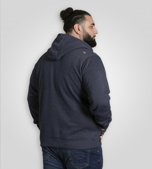 D555 Mansfield Hoodie with Zipper Navy - Puloverji & jopice - Moški Puloverji & Jopice za Močnejše Postave