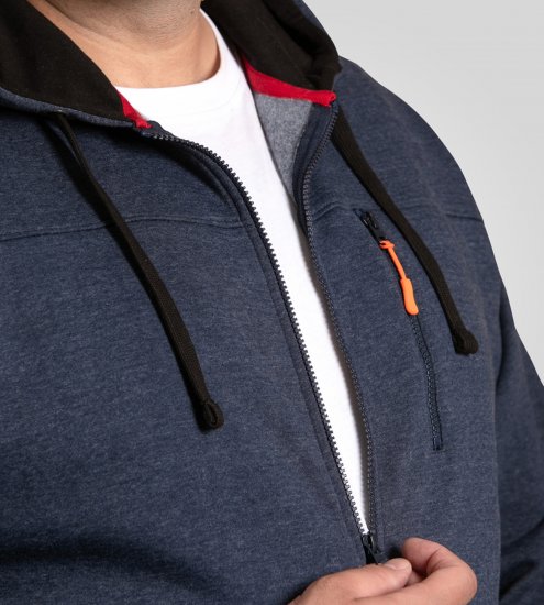D555 Mansfield Hoodie with Zipper Navy - Puloverji & jopice - Moški Puloverji & Jopice za Močnejše Postave