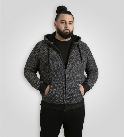 Duke Fareham Bonded Sherpa Lining Knitted Hoodie Grey - Puloverji & jopice - Moški Puloverji & Jopice za Močnejše Postave