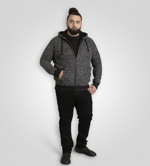 Duke Fareham Bonded Sherpa Lining Knitted Hoodie Grey - Puloverji & jopice - Moški Puloverji & Jopice za Močnejše Postave