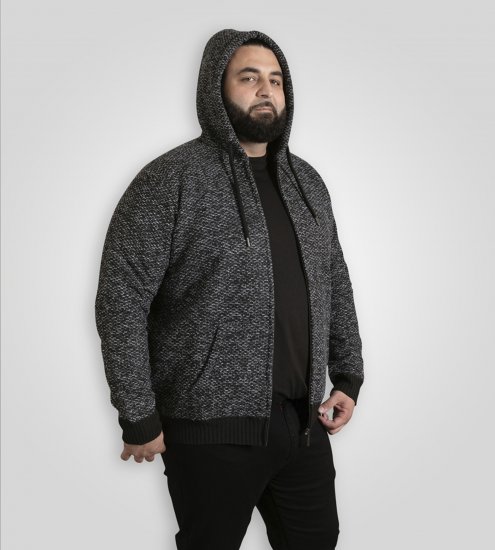 Duke Fareham Bonded Sherpa Lining Knitted Hoodie Grey - Puloverji & jopice - Moški Puloverji & Jopice za Močnejše Postave