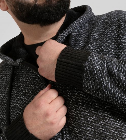 Duke Fareham Bonded Sherpa Lining Knitted Hoodie Grey - Puloverji & jopice - Moški Puloverji & Jopice za Močnejše Postave