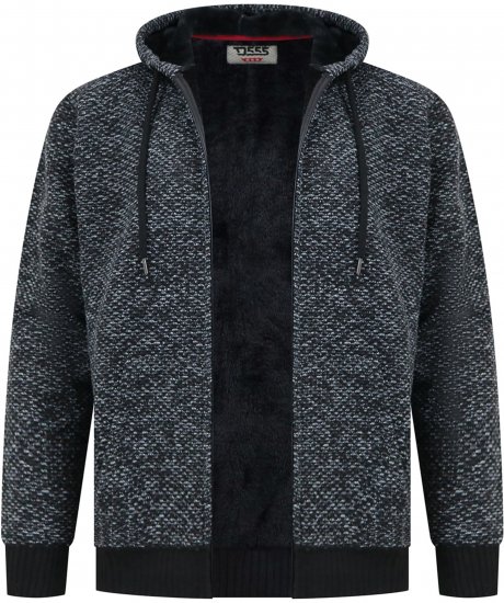 Duke Fareham Bonded Sherpa Lining Knitted Hoodie Grey - Puloverji & jopice - Moški Puloverji & Jopice za Močnejše Postave