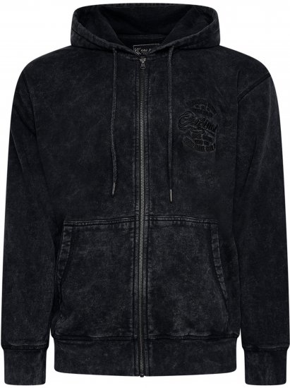 Kam Jeans 7082 Garment DYE with Zipper Hoodie Black - Puloverji & jopice - Moški Puloverji & Jopice za Močnejše Postave