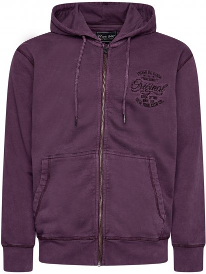 Kam Jeans 7082 Garment DYE with Zipper Hoodie Purple - Puloverji & jopice - Moški Puloverji & Jopice za Močnejše Postave