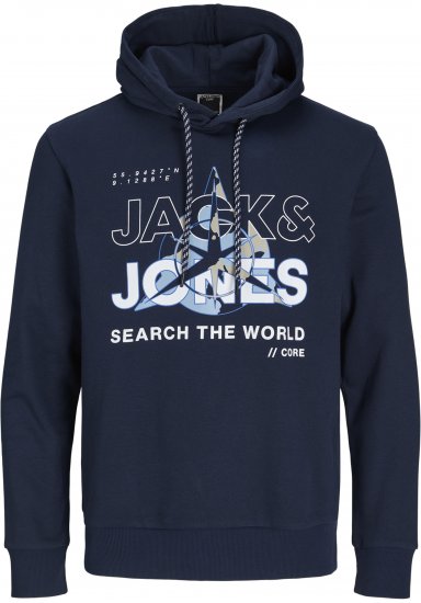 Jack & Jones Hunt Hoodie Navy - Puloverji & jopice - Moški Puloverji & Jopice za Močnejše Postave