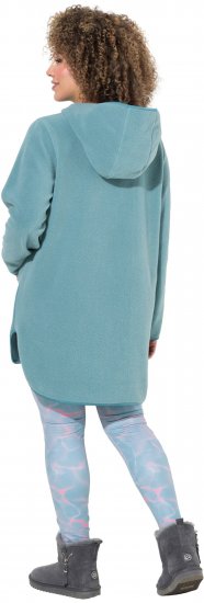 Ulla Popken Teddy Fleece Hooded Zip Neck Sweatshirt Ice Green - Puloverji & jopice - 