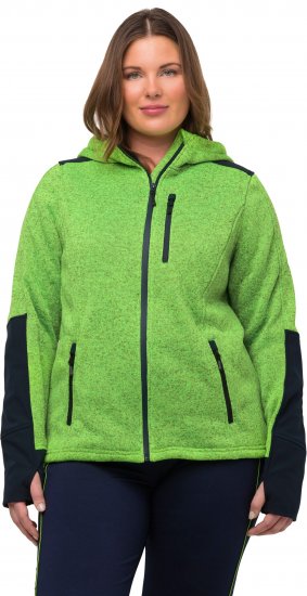 Ulla Popken Contrast Inserts Sweater Knit Hoodie Light Green - Puloverji & jopice - 