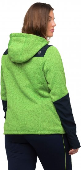 Ulla Popken Contrast Inserts Sweater Knit Hoodie Light Green - Puloverji & jopice - 