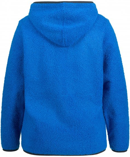 Ulla Popken Teddy Fleece Partial Zip Hoodie Royal Blue - Puloverji & jopice - 