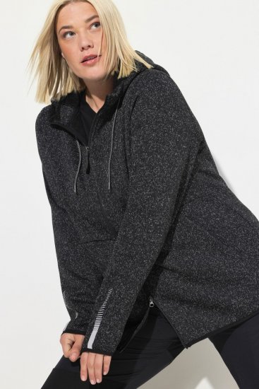 Ulla Popken Sweater Knit Fleece Hoodie Black - Puloverji & jopice - Udobni puloverji in pletenine