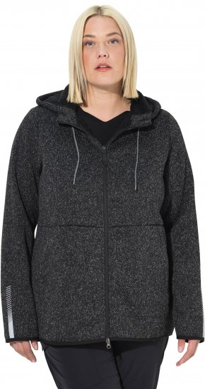Ulla Popken Sweater Knit Fleece Hoodie Black - Puloverji & jopice - 