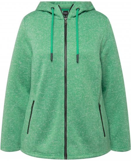 Ulla Popken Melange Knit Fleece Lined Hoodie Spring Green - Puloverji & jopice - 
