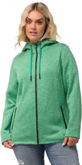 Ulla Popken Melange Knit Fleece Lined Hoodie Spring Green - Puloverji & jopice - 