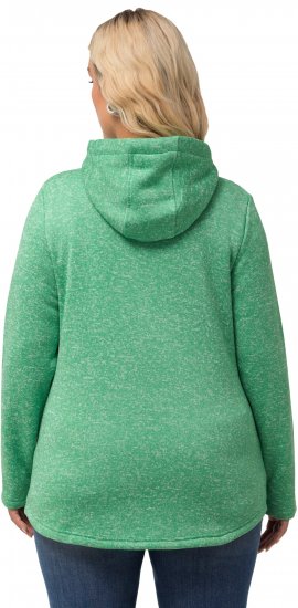 Ulla Popken Melange Knit Fleece Lined Hoodie Spring Green - Puloverji & jopice - 