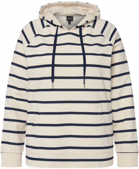 Ulla Popken Stripe Print Loungewear Hoodie Chalk - Puloverji & jopice - 