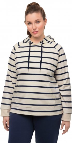 Ulla Popken Stripe Print Loungewear Hoodie Chalk - Puloverji & jopice - 