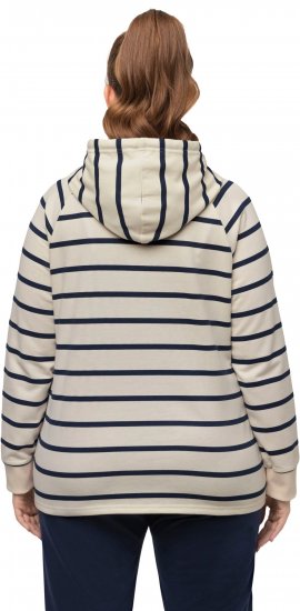 Ulla Popken Stripe Print Loungewear Hoodie Chalk - Puloverji & jopice - 