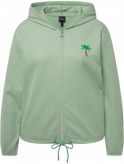 Ulla Popken Drawstring Hem Zip-Up Hoodie Light Green - Puloverji & jopice - 