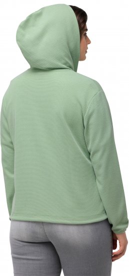 Ulla Popken Drawstring Hem Zip-Up Hoodie Light Green - Puloverji & jopice - 