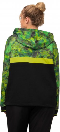 Ulla Popken Mineral Print Quick Dry Hoodie Black - Puloverji & jopice - 