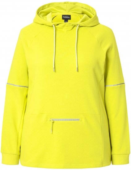 Ulla Popken Zippered Pocket and Reflective Piping Hoodie Green Apple - Puloverji & jopice - 