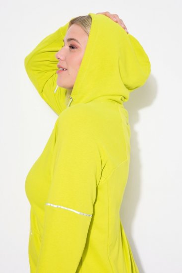 Ulla Popken Zippered Pocket and Reflective Piping Hoodie Green Apple - Puloverji & jopice - Udobni puloverji in pletenine