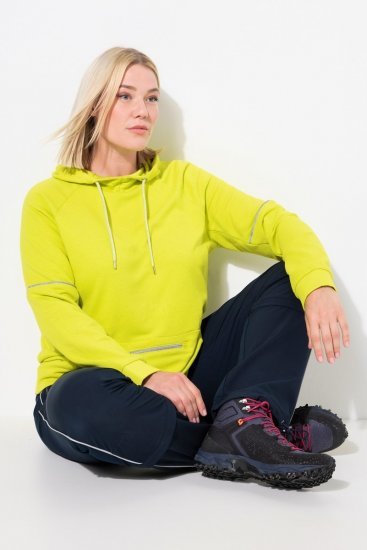Ulla Popken Zippered Pocket and Reflective Piping Hoodie Green Apple - Puloverji & jopice - Udobni puloverji in pletenine