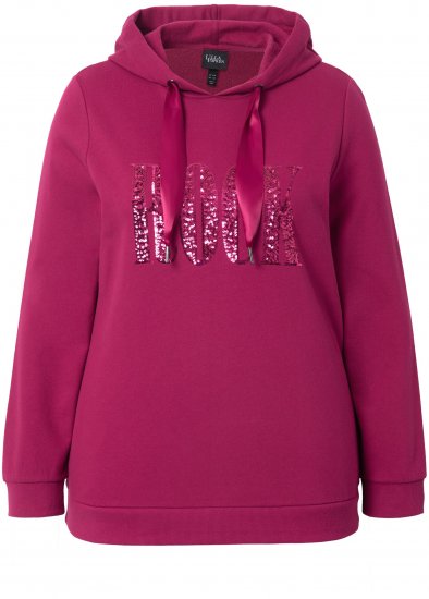 Ulla Popken Rock Sequined Hoodie Ruby - Puloverji & jopice - 
