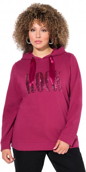Ulla Popken Rock Sequined Hoodie Ruby - Puloverji & jopice - 
