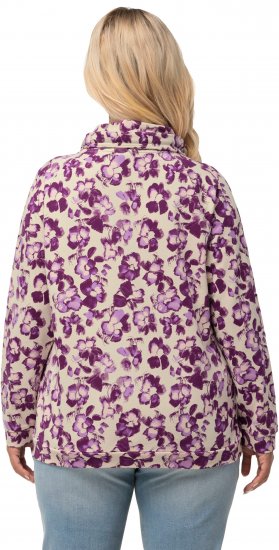 Ulla Popken Floral Print Drawstring Collar Hoodie Vanilla - Puloverji & jopice - 