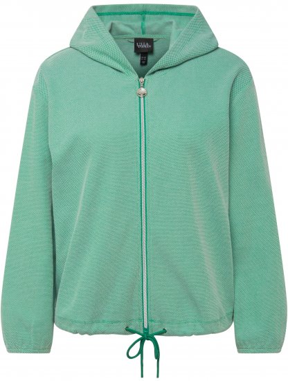 Ulla Popken Drawstring Hem Two-Tone Knit Hoodie Emerald Green - Puloverji & jopice - 
