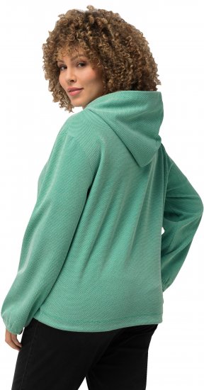 Ulla Popken Drawstring Hem Two-Tone Knit Hoodie Emerald Green - Puloverji & jopice - 