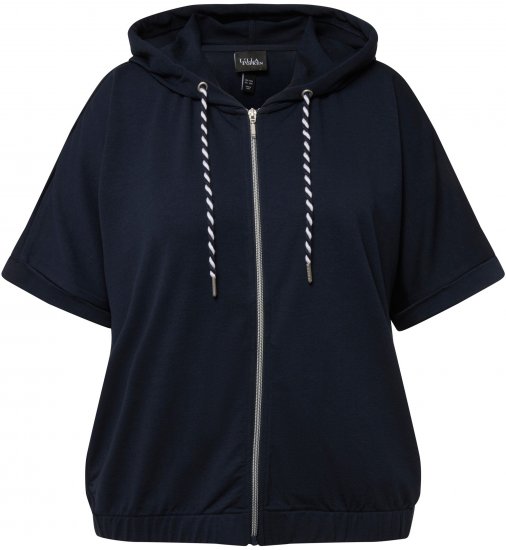 Ulla Popken Short Sleeve Zip-Up Hoodie Navy - Puloverji & jopice - 