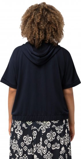 Ulla Popken Short Sleeve Zip-Up Hoodie Navy - Puloverji & jopice - 