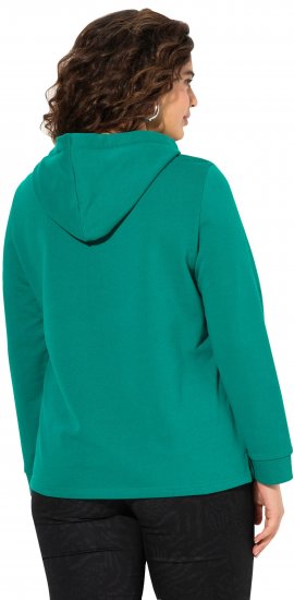 Ulla Popken Face Graphic Long Sleeve Hoodie Emerald Green - Puloverji & jopice - 
