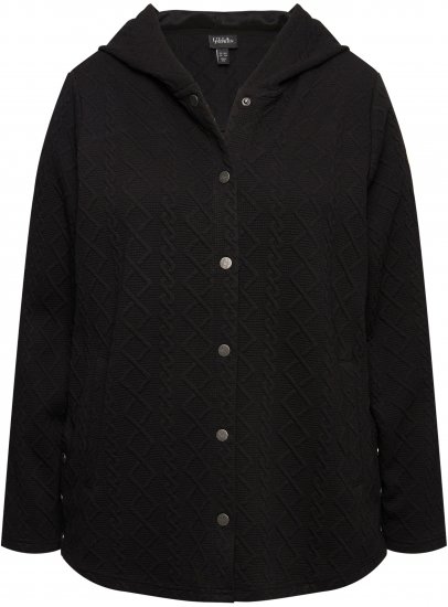 Ulla Popken Cable Knit Long Sleeve Hoodie Black - Puloverji & jopice - 