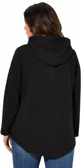 Ulla Popken Cable Knit Long Sleeve Hoodie Black - Puloverji & jopice - 